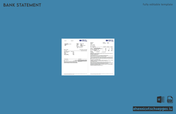 Kontoauszug der Bank of Scotland (UK), Word-Format, 2 Seiten, Beispielvorschau